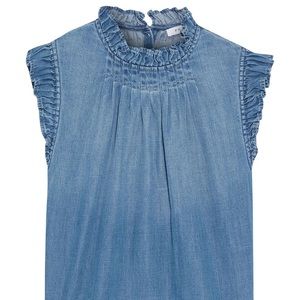 NWOT Frame Joanie ruffle trim Denim top